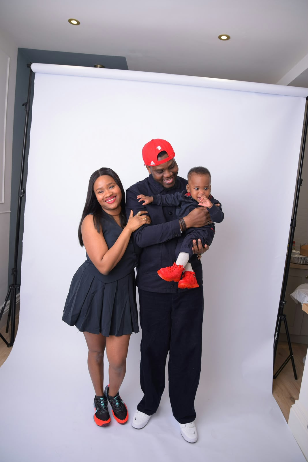 Dad smiling with his family